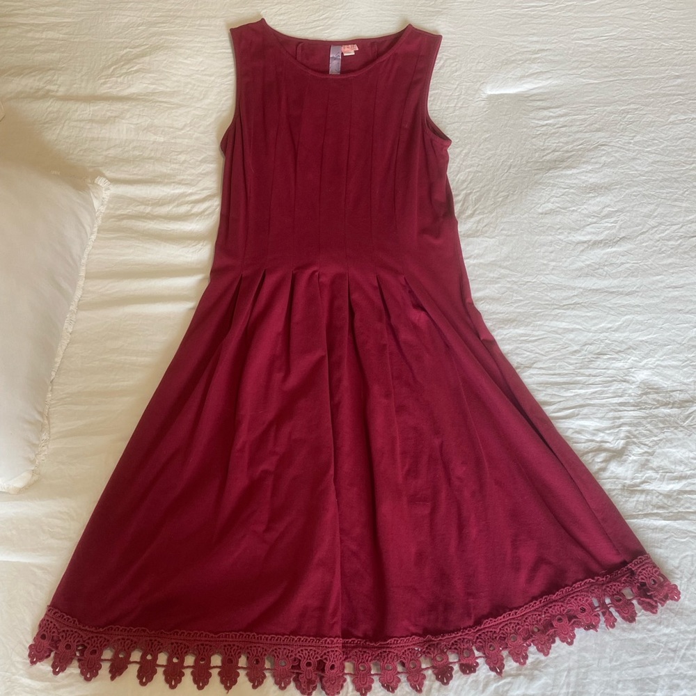 Maroon formal dress with crochet bottom
